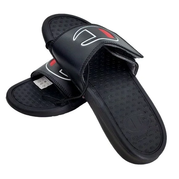 CHAMPION Sandals Women's 7 Monogram Cushion Mega Slides Unisex Adult Black Shoes - Picture 3 of 9